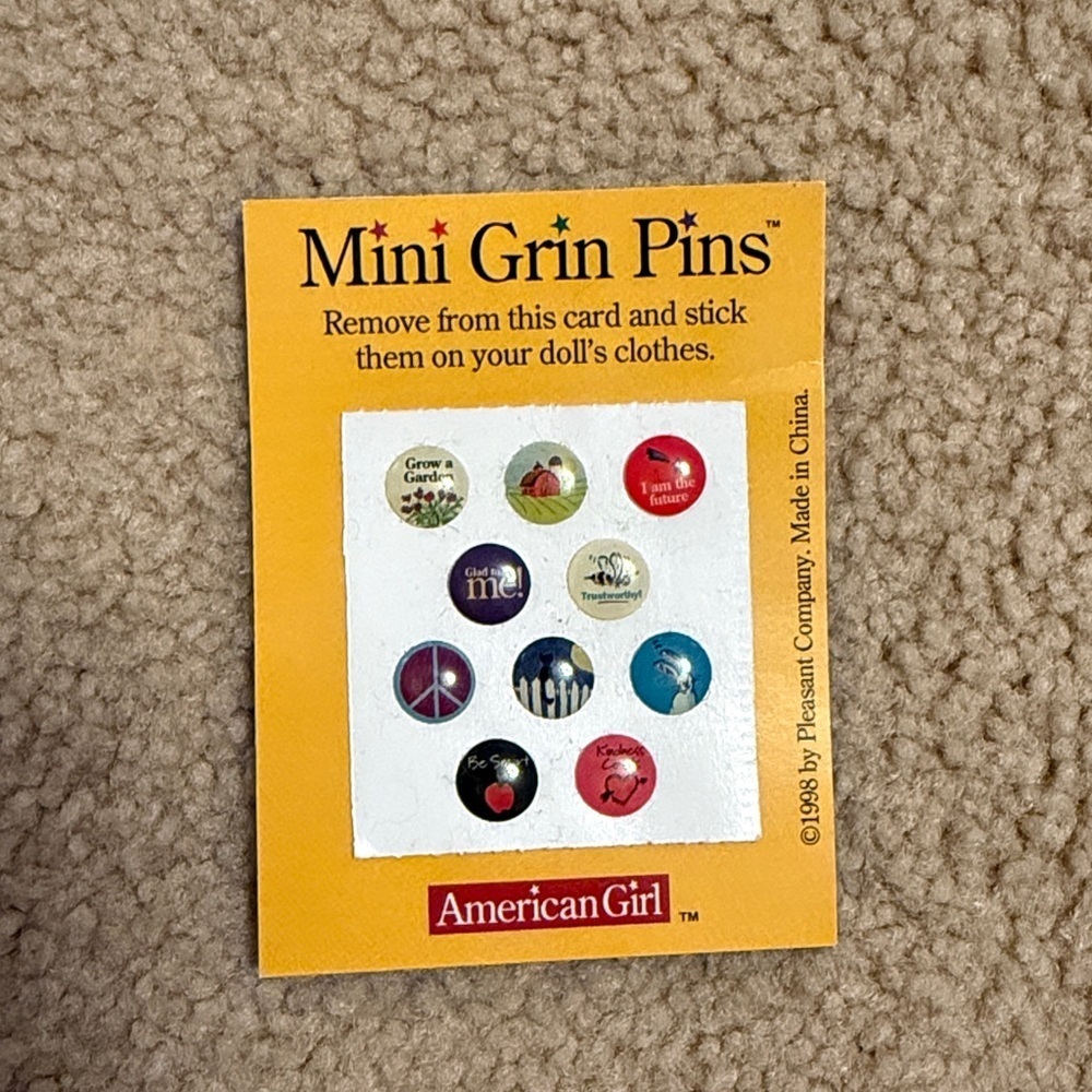 Vintage American Girl Doll Accessory | Mini Grin Pins Stickers